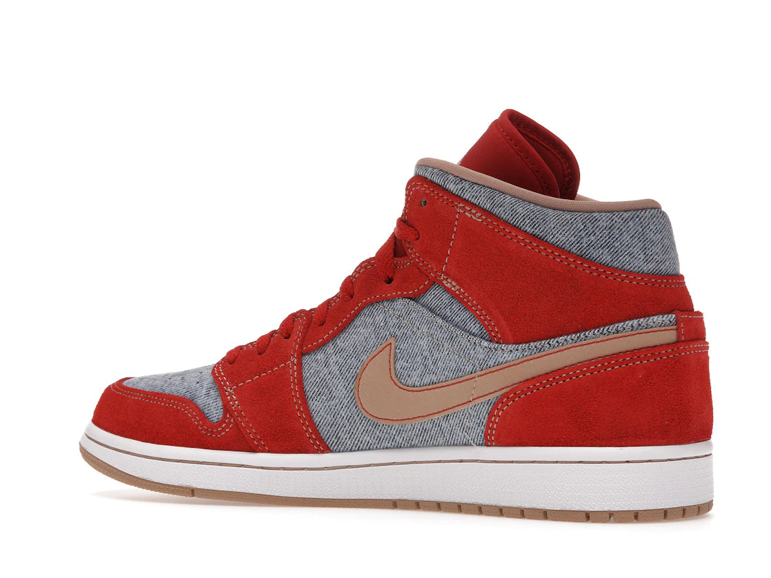 Jordan 1 Mid Denim Rouge (Homme)