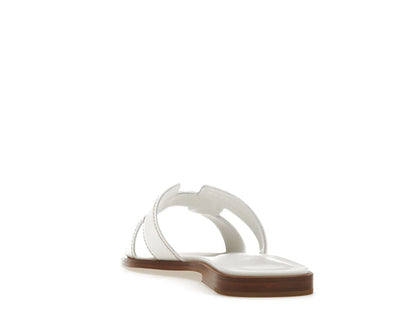 Hermes Oran Sandal Blanc Box Calfskin Leather