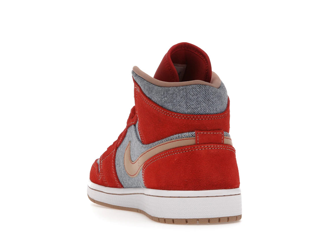 Jordan 1 Mid Denim Rouge (Homme)