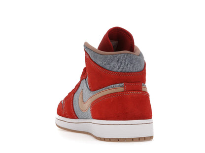Jordan 1 Mid Denim Rouge (Homme)