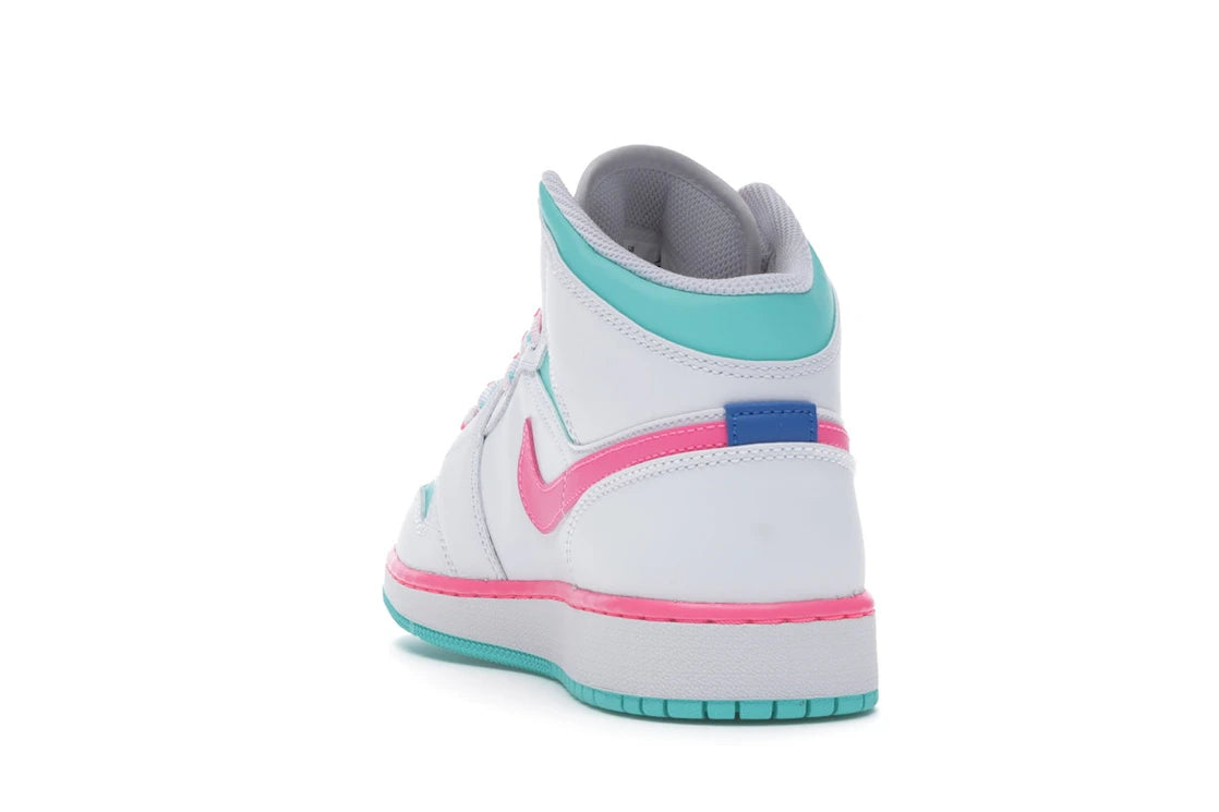 Jordan 1 Mid White Pink Green Soar