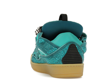 Lanvin Leather Curb Crystal Petrol Blue
