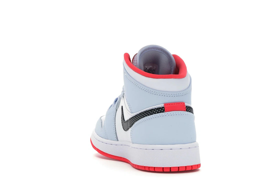 Jordan 1 Mid Half Blue Polka Dot Swoosh