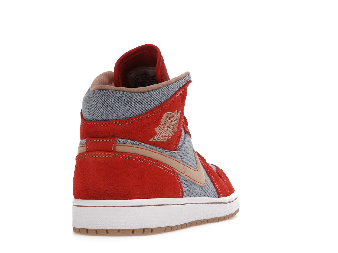 Jordan 1 Mid Denim Rouge (Homme)