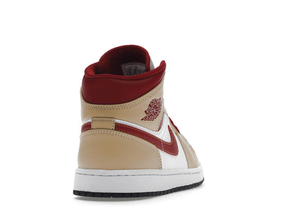 Jordan 1 Mid Light Curry Cardinal