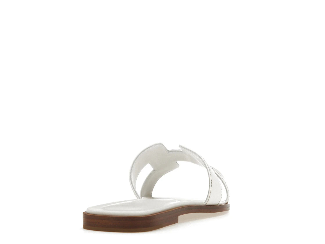 Hermes Oran Sandal Blanc Box Calfskin Leather