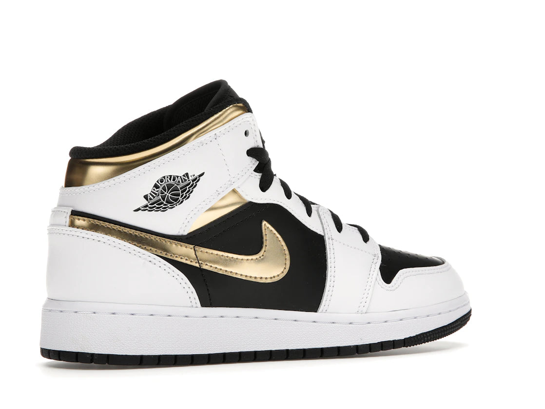 Jordan 1 Mid White Gold Black