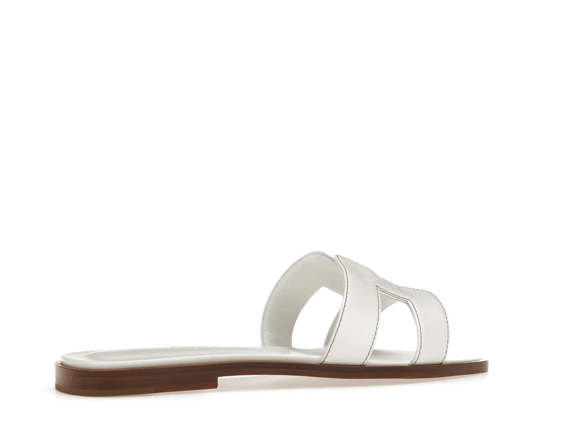Hermes Oran Sandal Blanc Box Calfskin Leather