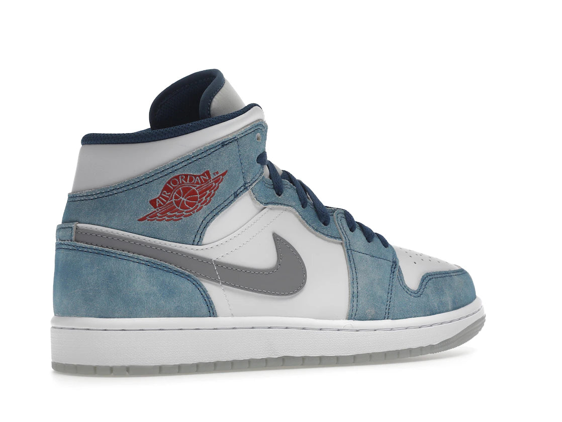 Jordan 1 Mid French Blue Fire Red