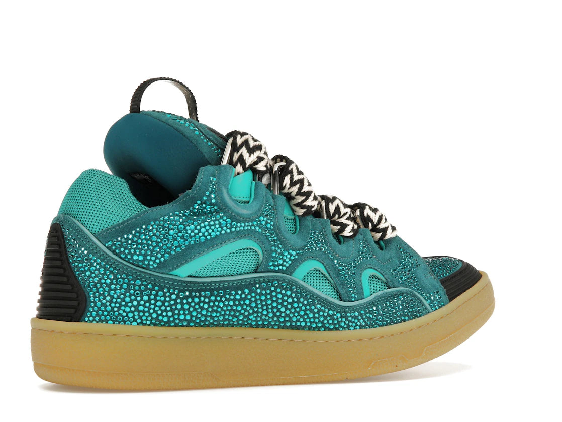 Lanvin Leather Curb Crystal Petrol Blue
