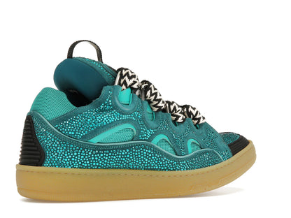 Lanvin Leather Curb Crystal Petrol Blue