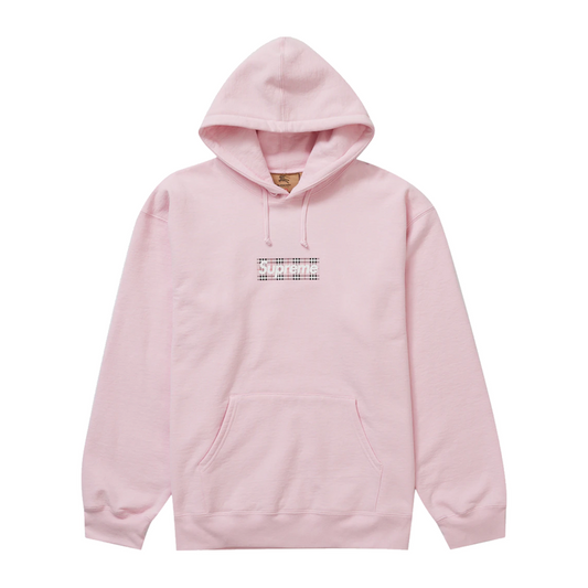 Supreme Burberry Box Logo Hooded Sweatshirt Light Pink