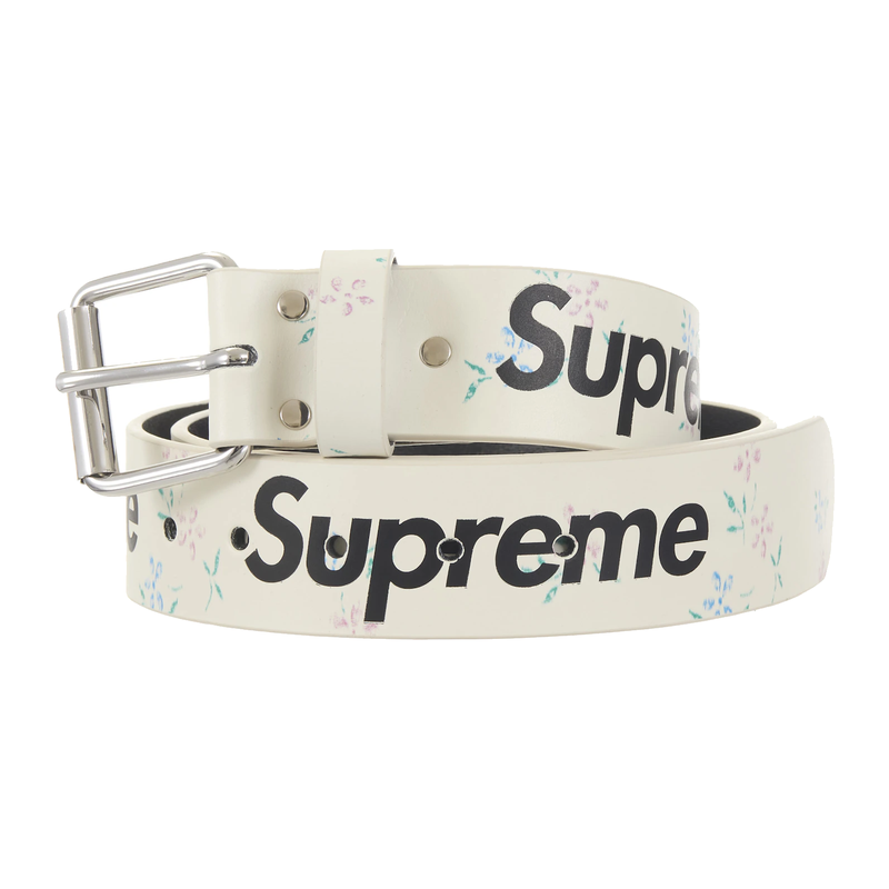 Supreme Repeat Leather Belt White