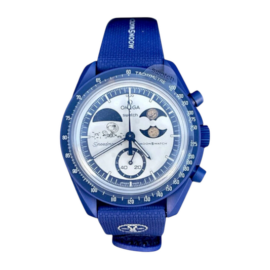 Swatch x Omega Bioceramic Moonswatch Mission To Earthphase Moonshine Snoopy Gold SO33N703L