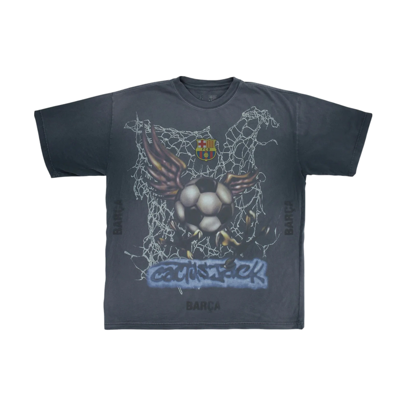 Travis Scott x FC Barcelona Washed Spray Logo Tee Black