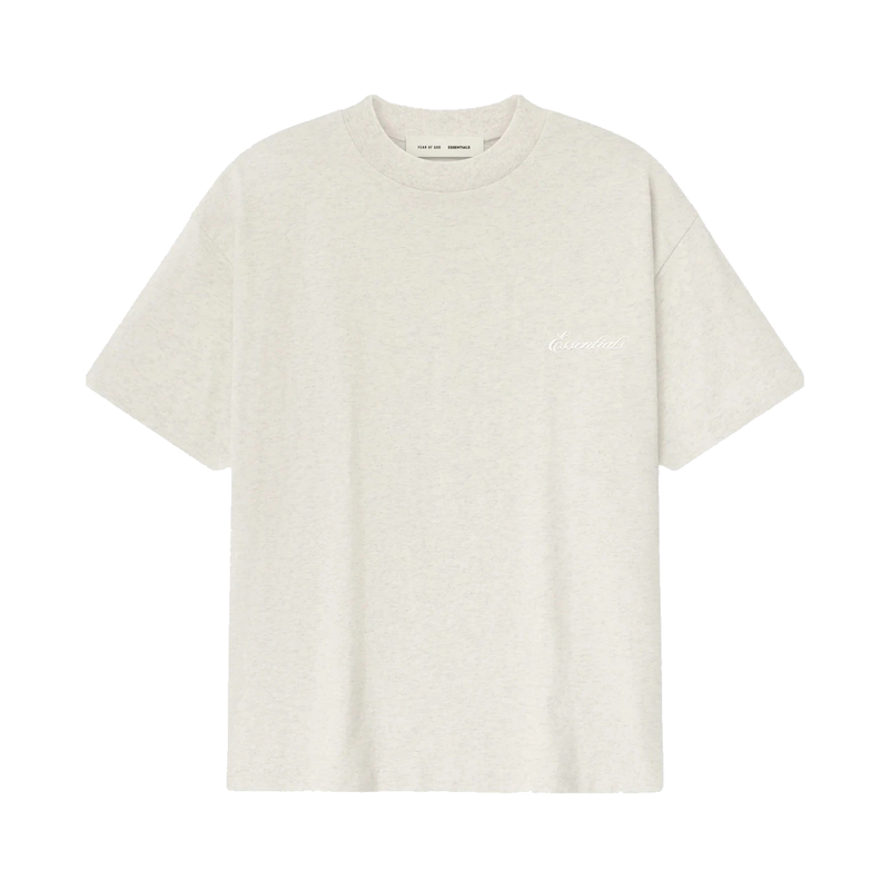Fear of God Essentials Embroidered Classic Short Sleeve Tee Oatmeal Heather