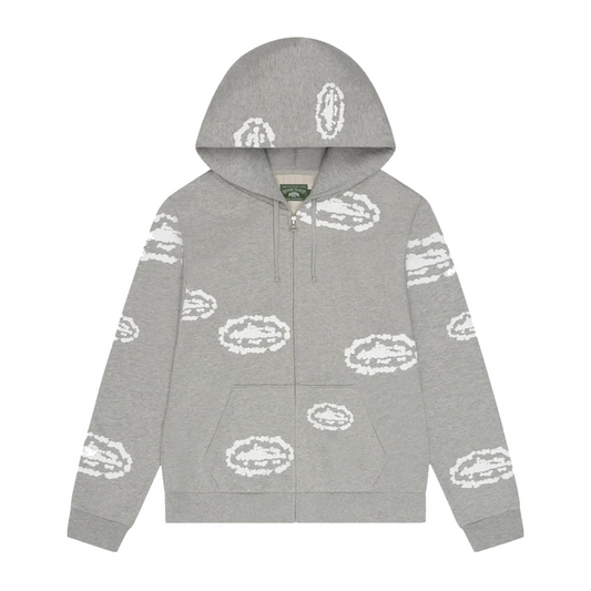 Denim Tears x Corteiz Island Wreath Zip Hoodie Grey