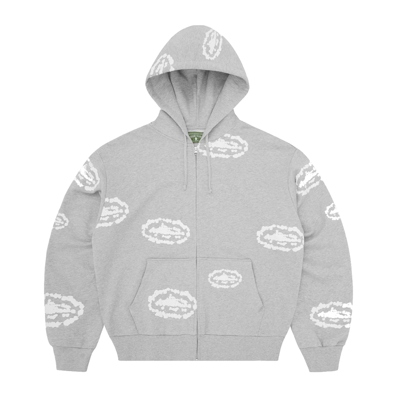 Corteiz x Denim Tears Island Wreath Zip Hoodie Heather Grey