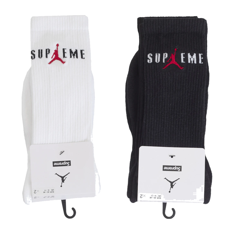 Supreme Jordan Crew Socks Black/White