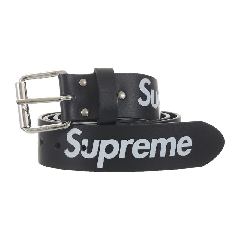 Supreme Repeat Leather Belt Black