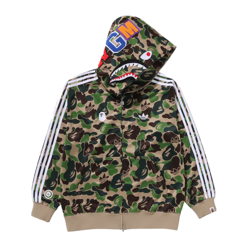 Adidas x BAPE Relaxed Fit Track Camo Shark Full Zip Hoodie Green