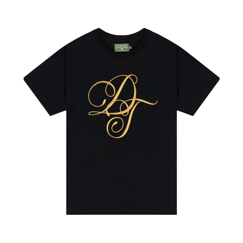 Denim Tears DT Metallic Gold Script Tee Black
