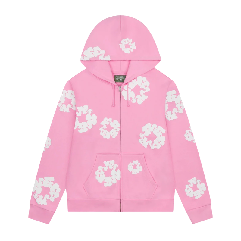 Denim Tears Cotton Wreath Zip Hoodie Pink
