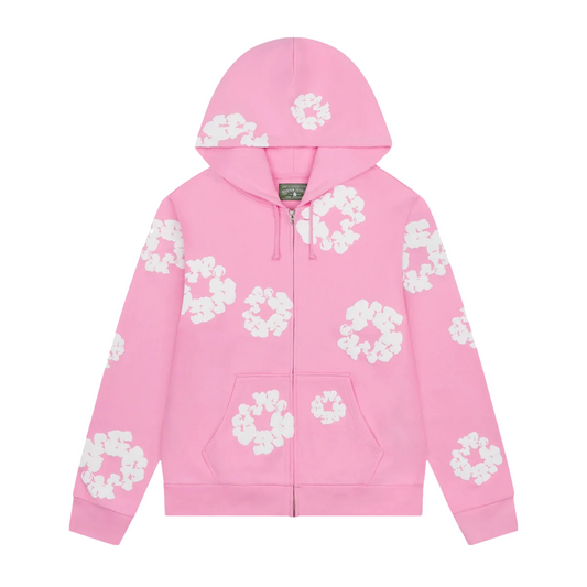 Denim Tears Cotton Wreath Zip Hoodie Pink