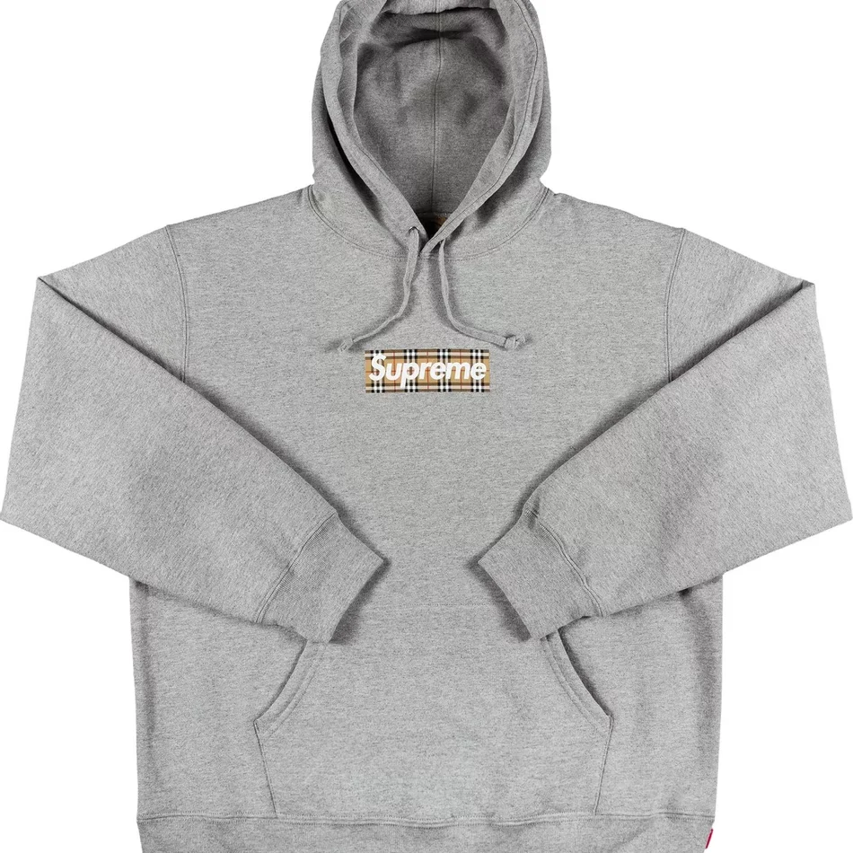 Supreme x Burberry Box Logo Hooded Sweatshirt Heather Grey