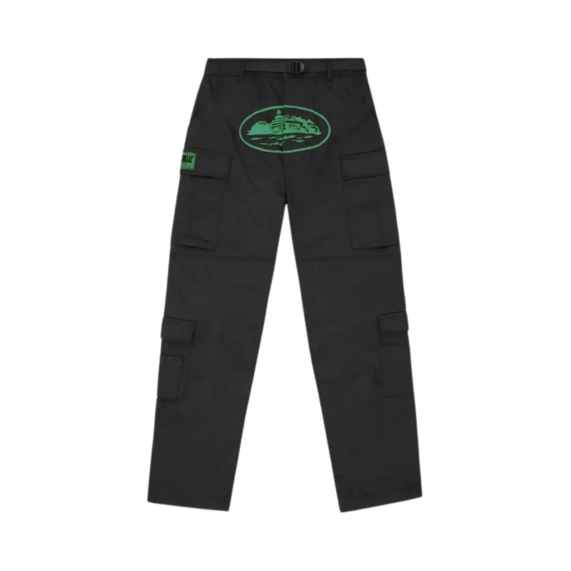 Corteiz Mula Guerillaz Black Green Cargo Pants