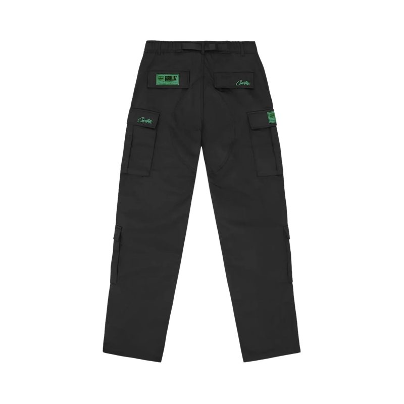 Corteiz Mula Guerillaz Black Green Cargo Pants