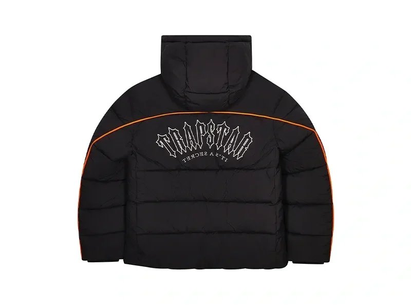 Kurtka Puchowa Trapstar Irongate Arch Pipping Czarny Pomarańczowy