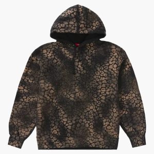 Supreme Bleached Leopard Hooded Sweatshirt Black