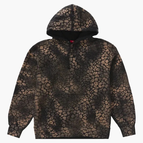 Supreme Bleached Leopard Hooded Sweatshirt Black