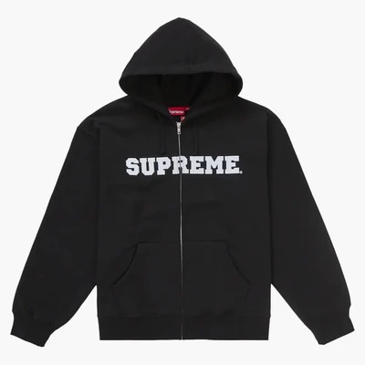 Supreme Collegiate Applique Zip Up Hooded Sweatshirt Black