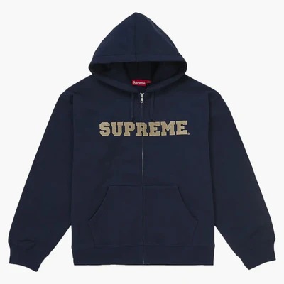 Supreme Collegiate Applique Zip Up Hooded Sweatshirt Navy