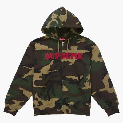 Supreme Collegiate Applique Zip Up Hooded Sweatshirt Woodland Camo