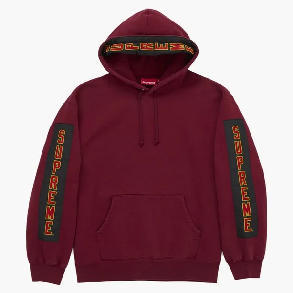 Supreme Woven Patches Hooded Sweatshirt Dark Red