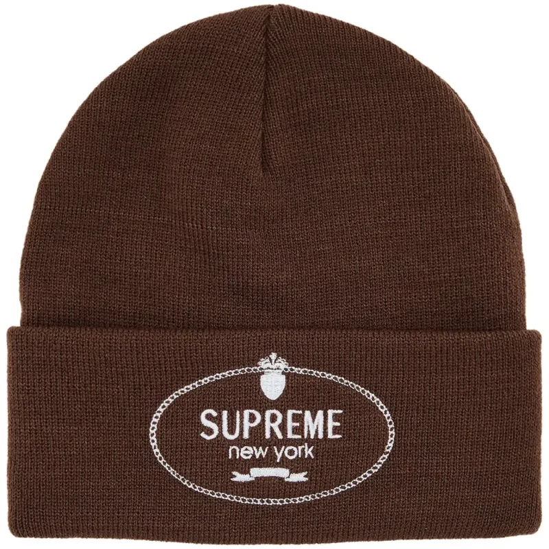 Supreme Crest Beanie Brown
