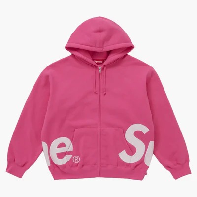 Supreme Big Logo Zip Up Hooded Sweatshirt Magenta