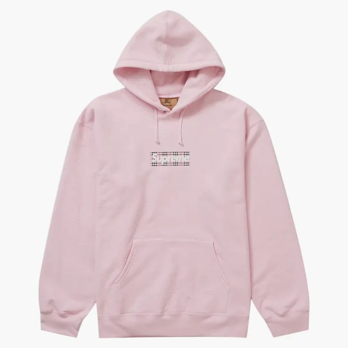 Supreme Burberry Box Logo Hooded Sweatshirt Light Pink