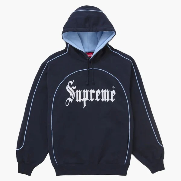 Supreme Curve Piping Hooded Sweatshirt Navy