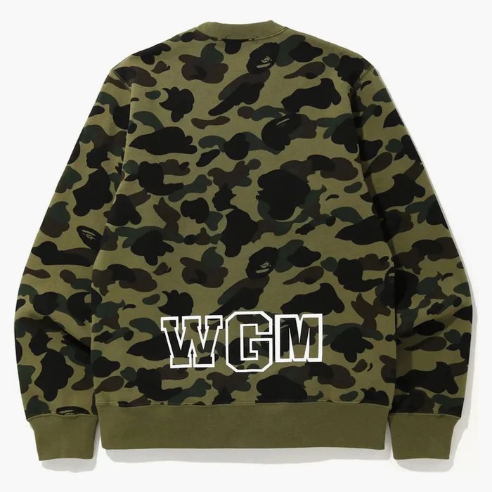 Bape 1st Camo White Shark Crewneck Green