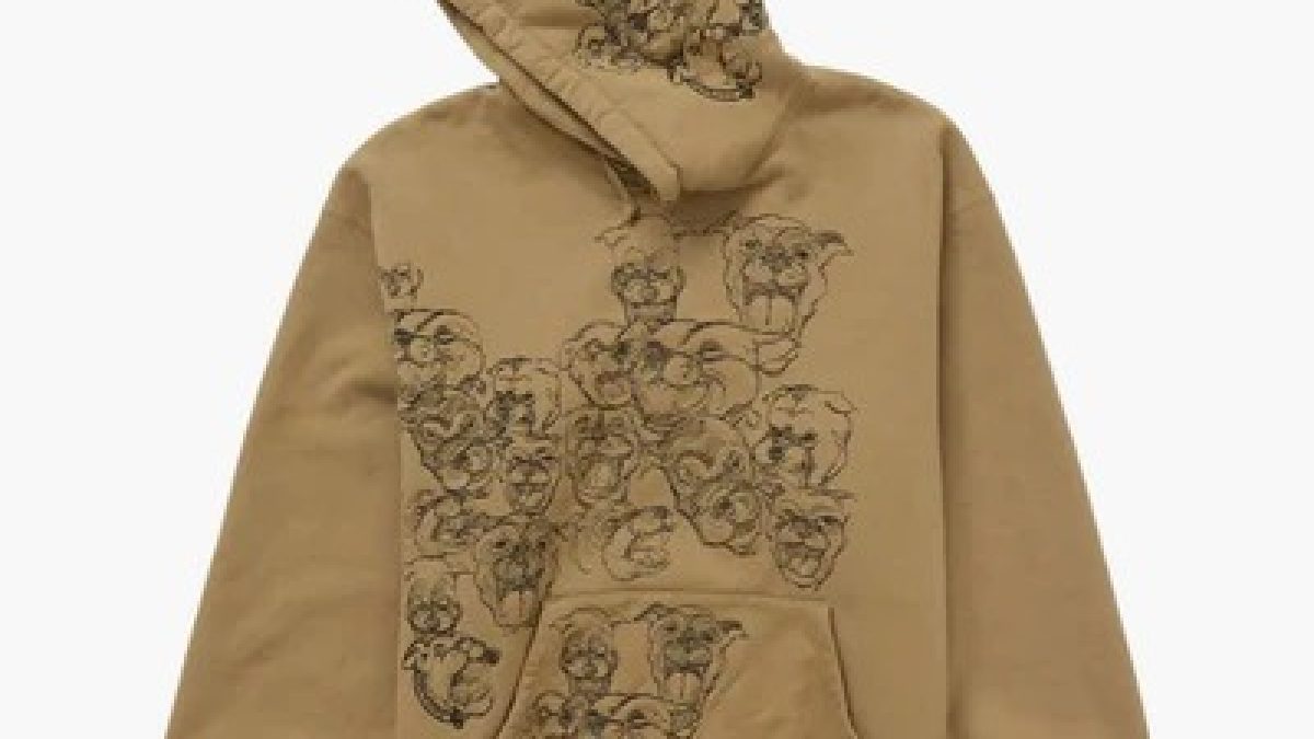 Supreme Pitbulls Embroidered Hooded Sweatshirt Brown - sneakerman