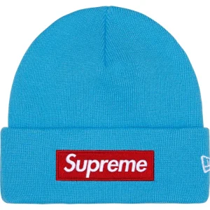 Supreme x New Era Box Logo Beanie Cyan niebieska