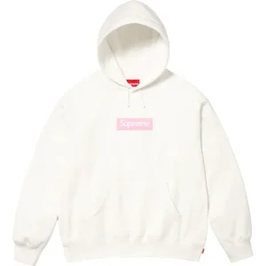 Bluza Supreme Box Logo Biało Różowa